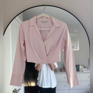Abercrombie & Fitch Light Pink Cropped Blouse